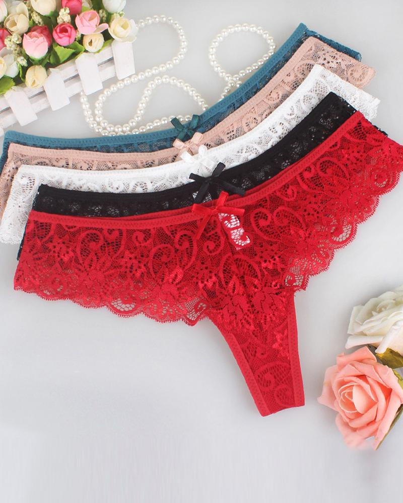 

See Through Floral Lace Panty, Red