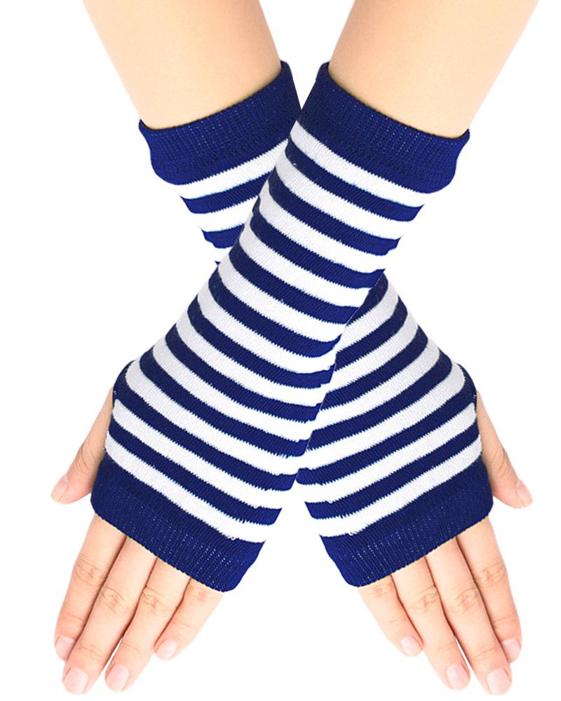 

1Pair Striped Knit Fingerless Gloves, Style11