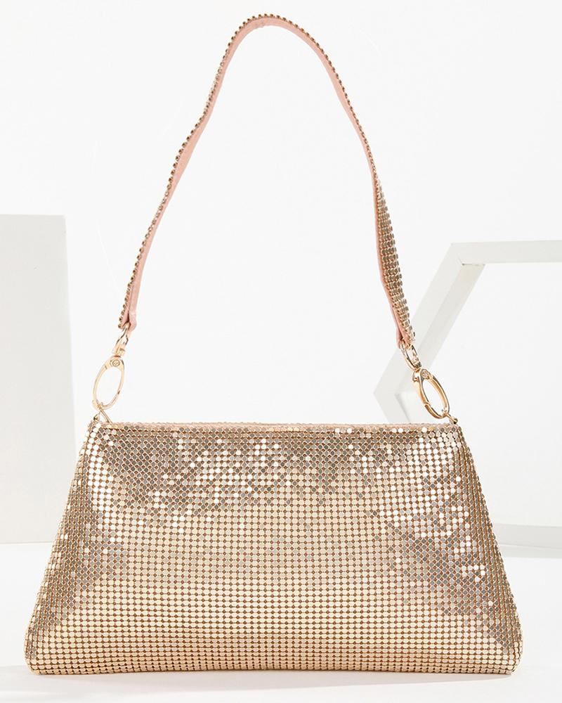 

Allover Sequin Evening Bag, Gold