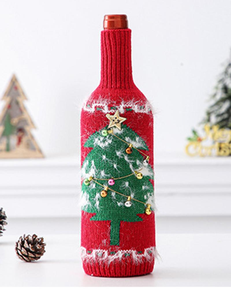 

1pc Christmas Character Snowman Santa Knit Wine Bottle Covers Holiday Christmas Decoration Ornaments Party Supplies, Style3
