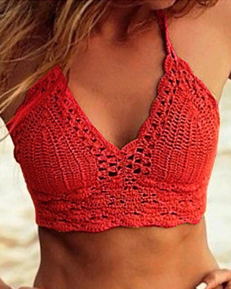 

Knitted Bohemian style Top, Red