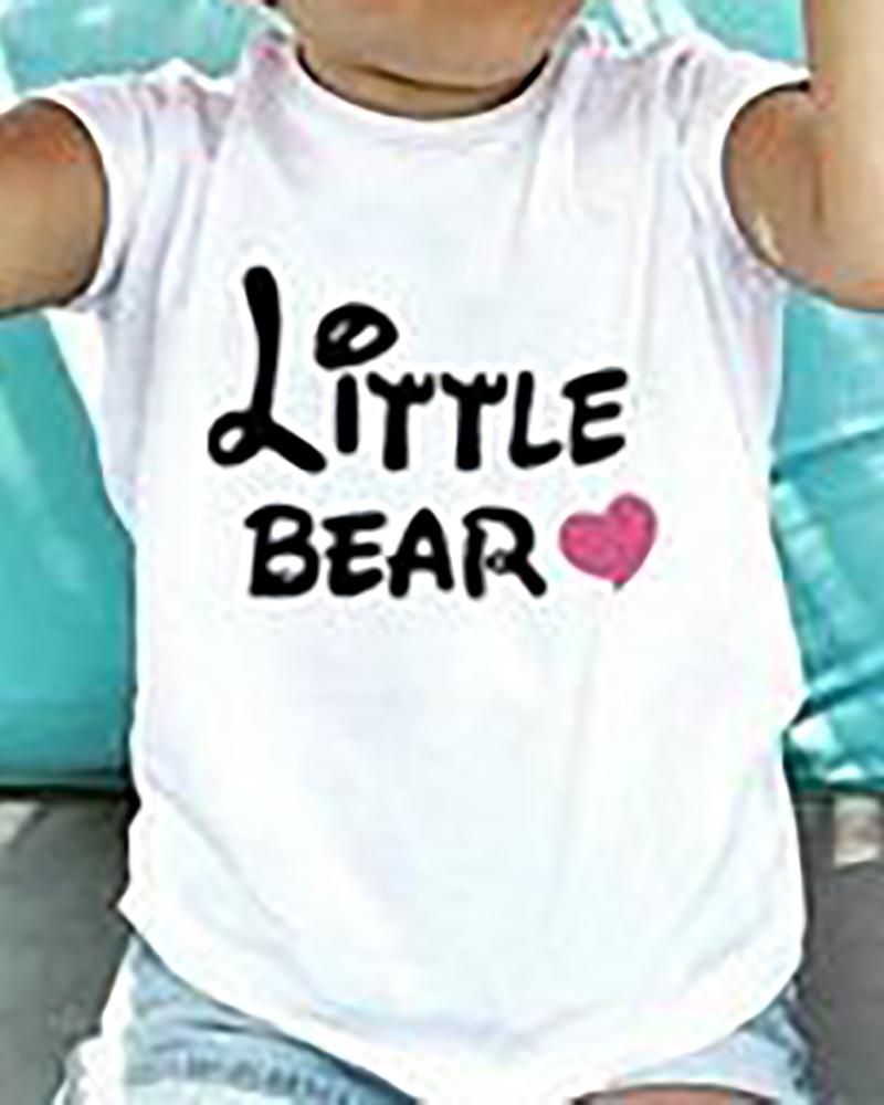 

Mommy & me Letter Heart Print Short Sleeve T-shirt For Kids, White