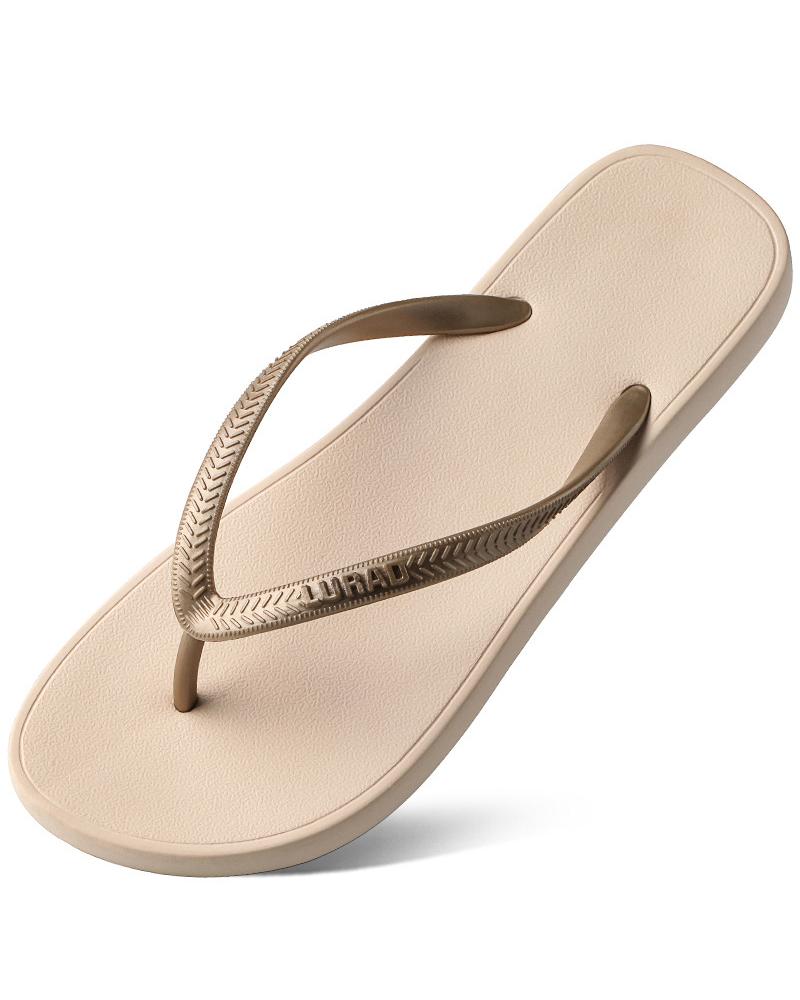 

Toe Post Non Slip Beach Flip Flops, Apricot