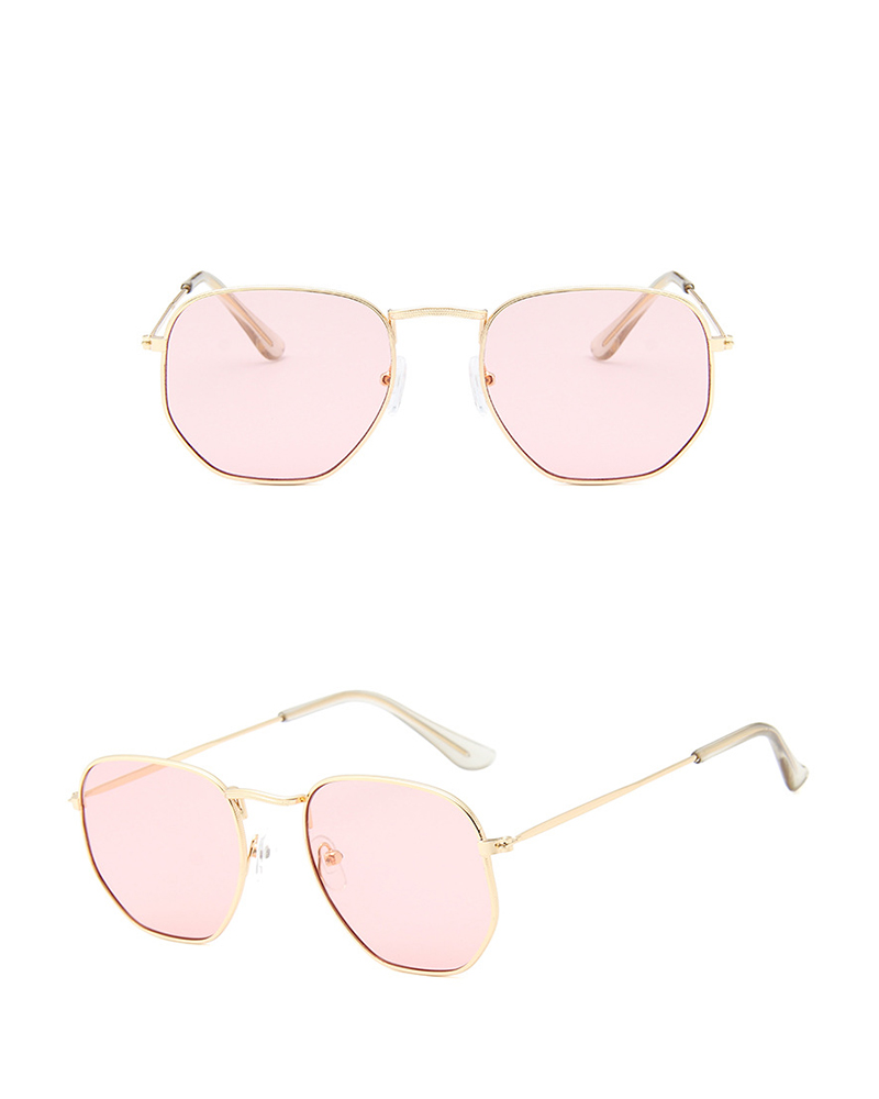 

1Pair Tinted Lens Metal Frame Sunglasses, Pink