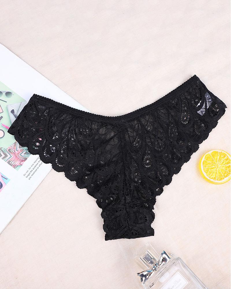 

Crochet Lace Low Waist Panty, Black