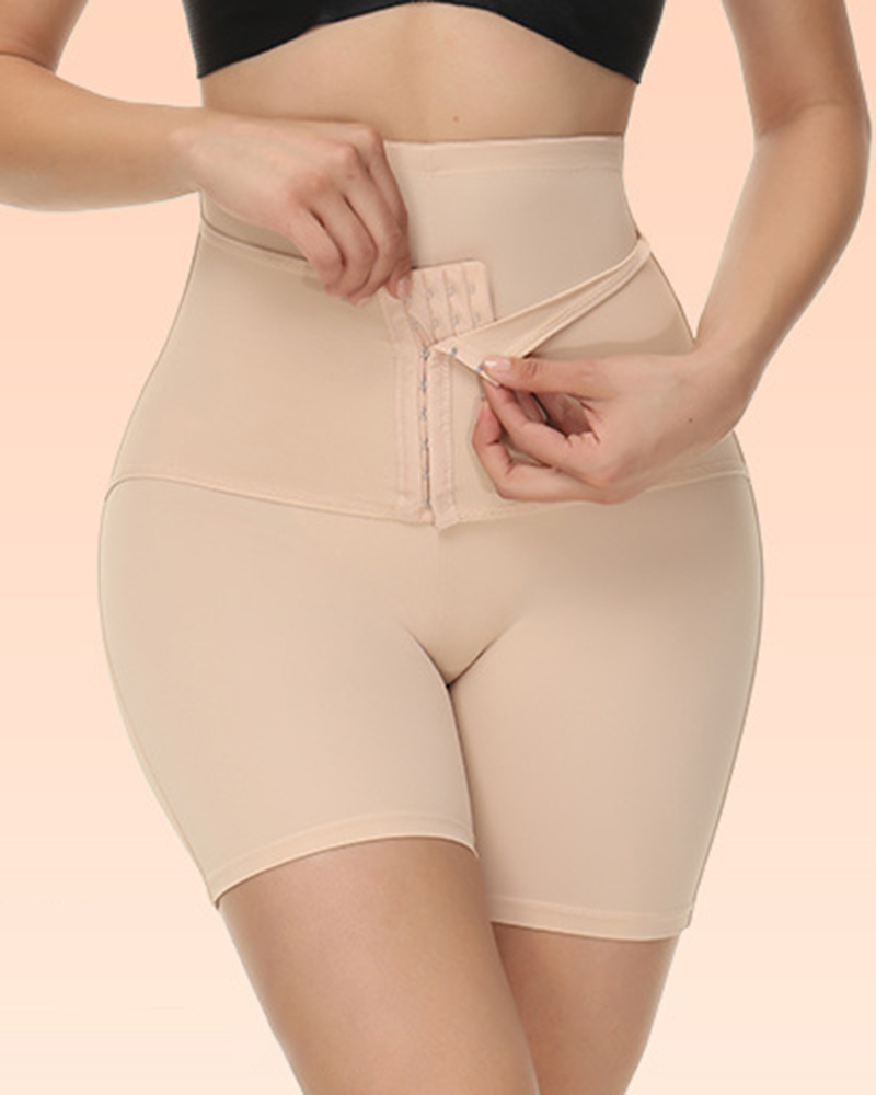 

3 Hook Front Tummy Control Butt Lifting Shapewear, Nude