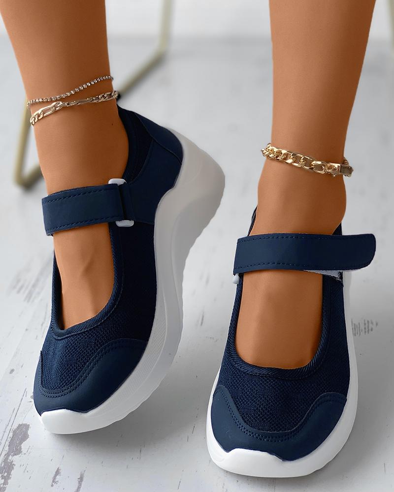 

Velcro Breathable Casual Wedge Sneaker, Blue