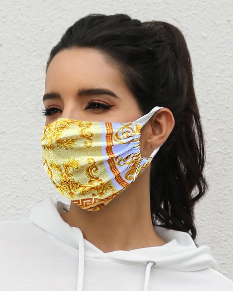 

Print Breathable Mouth Mask Washable And Reusable Without Cord Lock Toggles, Yellow