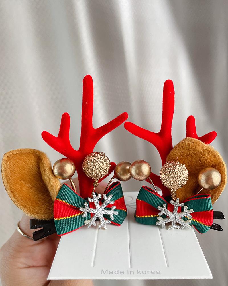 

2pcs Christmas Antler Decor Hair Clip, Style4