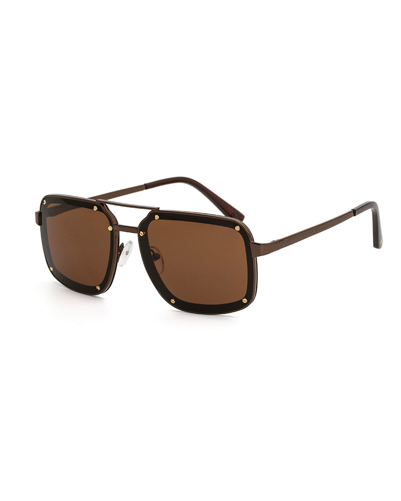 

Vintage Square Frame Anti-uv Sunglasses, Coffee