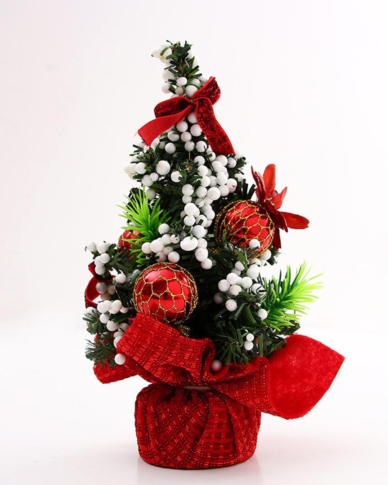 

1pc Mini Christmas Tree Tabletop Christmas Tree With Christmas Ball Ornament Table Decoration, Style4