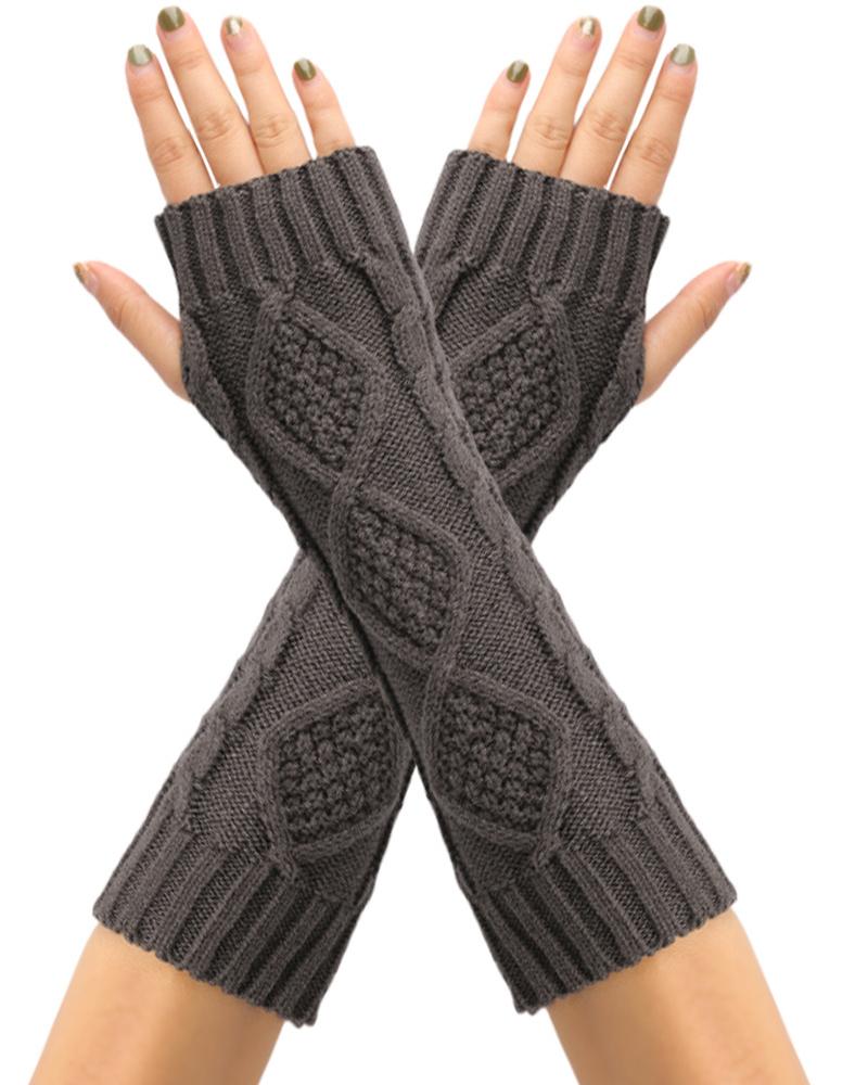 

1Pair Knit Fingerless Gloves, Dark grey