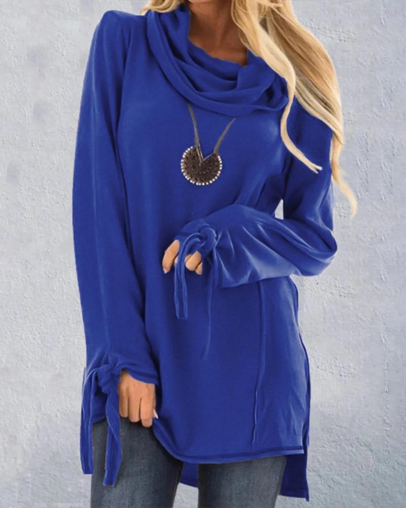 

Tied Detail Long Sleeve Top, Blue