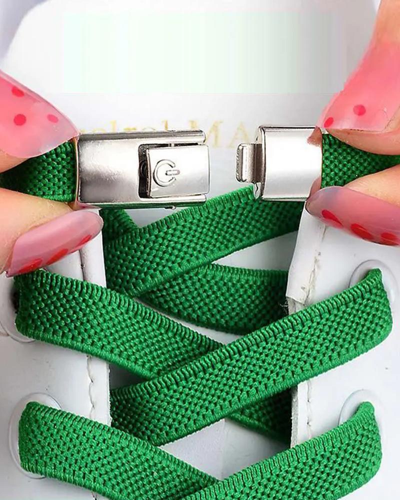 

Simple Installation No Screws Required Widened Buckle Elastic Sneakers Laces, Green