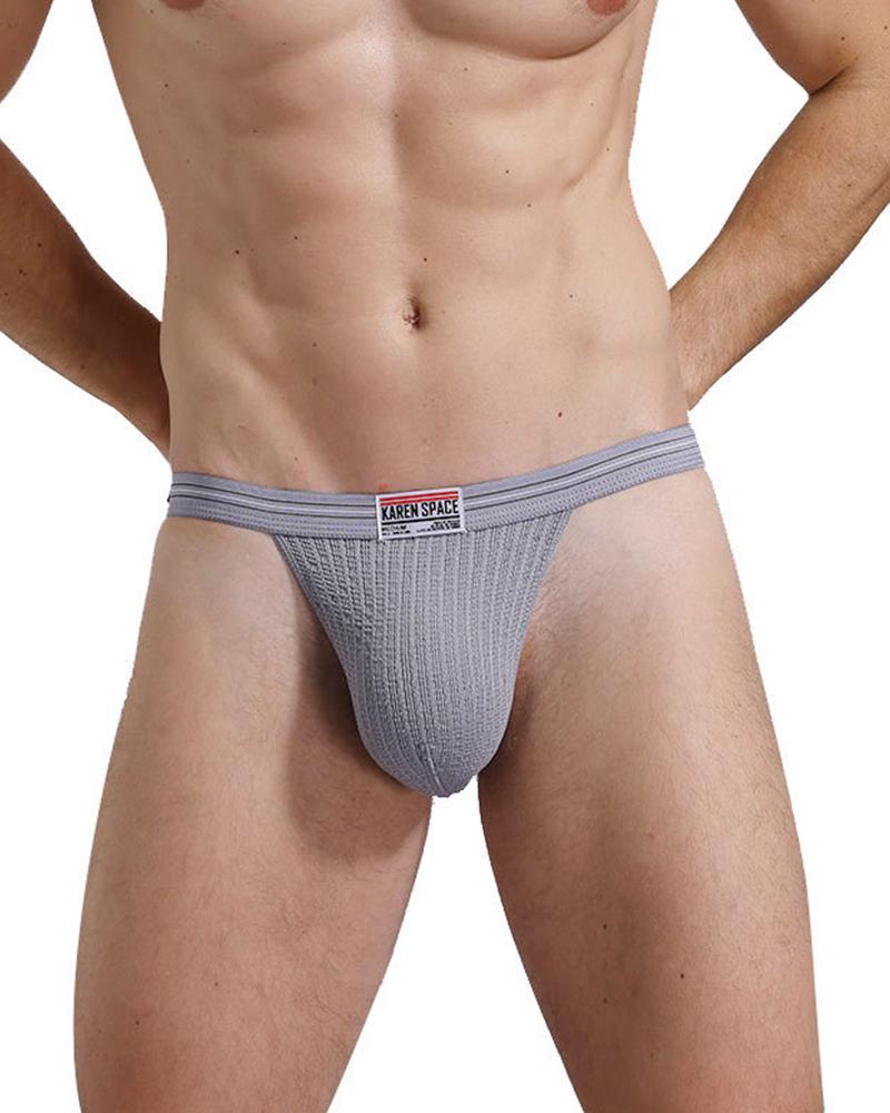 

Solid Logo Patch Skinny T-string Panties Underwear, Gray