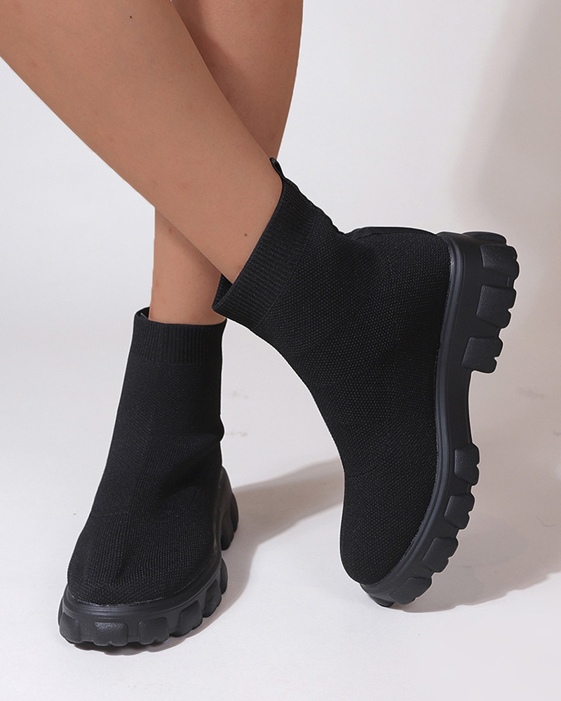 

Knit Winter Ankle Boots, Black