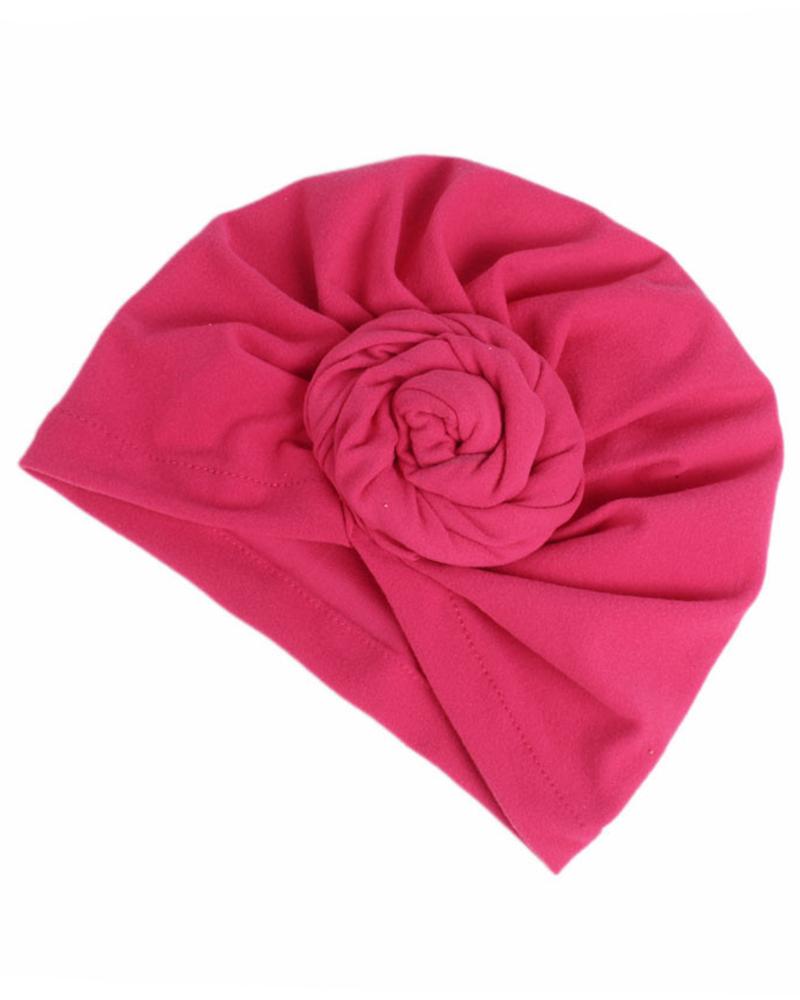 

Floral Pattern Twisted Head Wrap Hat, Hot pink