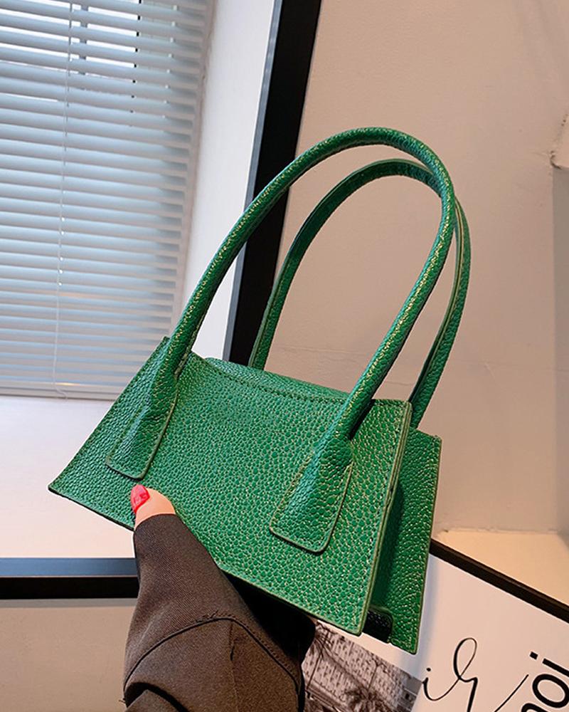 

Croc Embossed Minimalist Handbag, Green