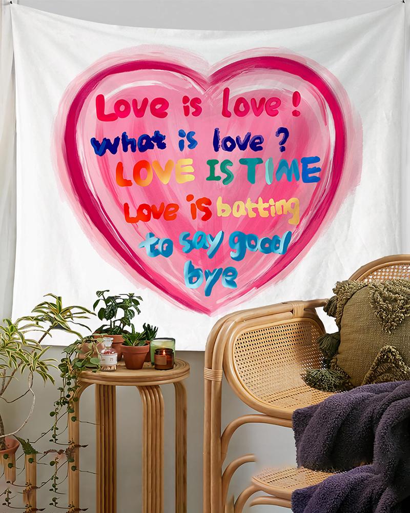 

Slogan Heart Print Tapestry, Style1