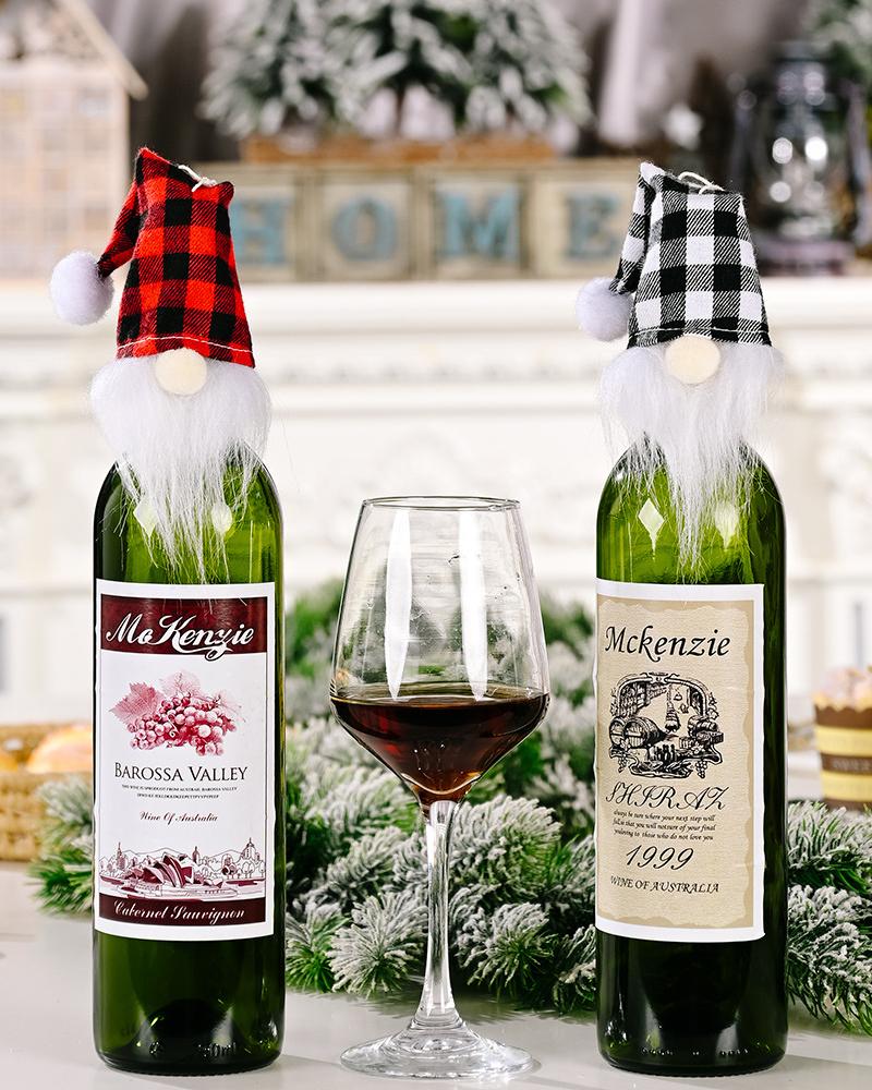 2PCS/Set Christmas Gnome Wine Bottle Covers Champagne Wine Bottle Cap Toppers Holiday Christmas Decoration Party Supplies