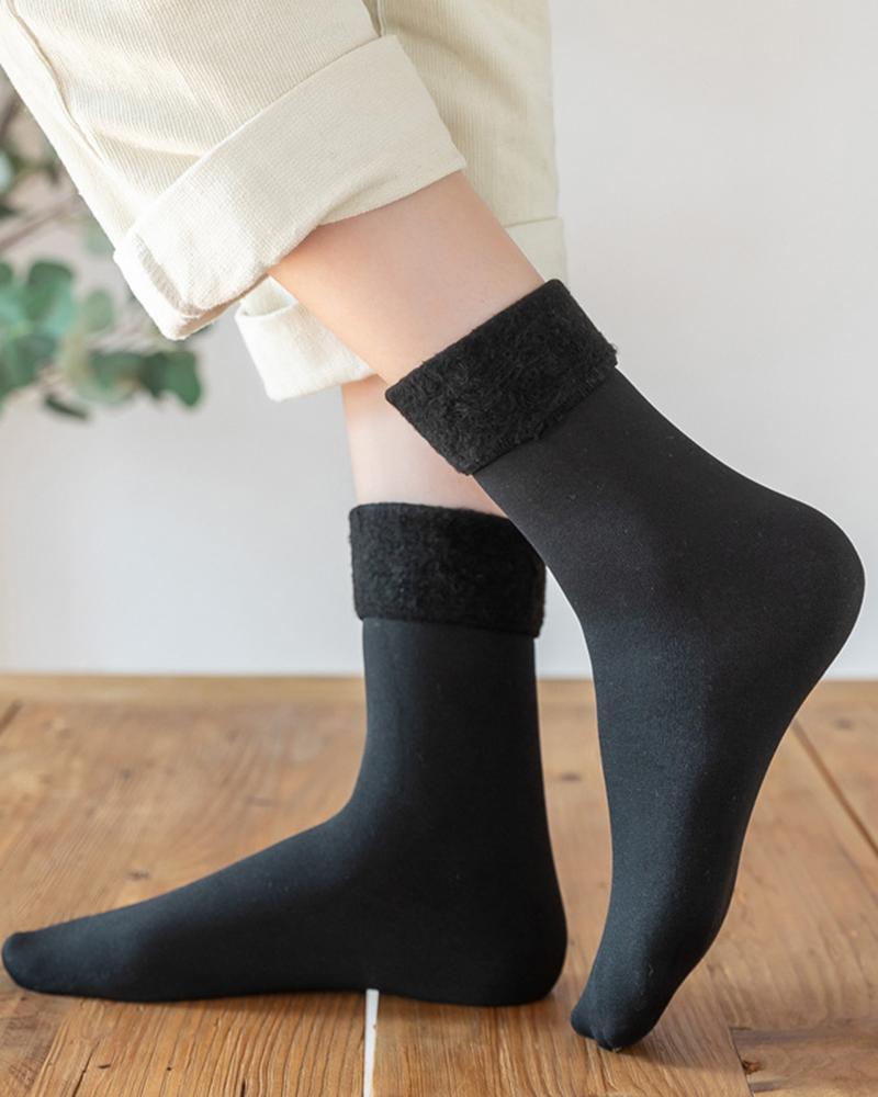 

Fuzzy Lined Short Socks, Black