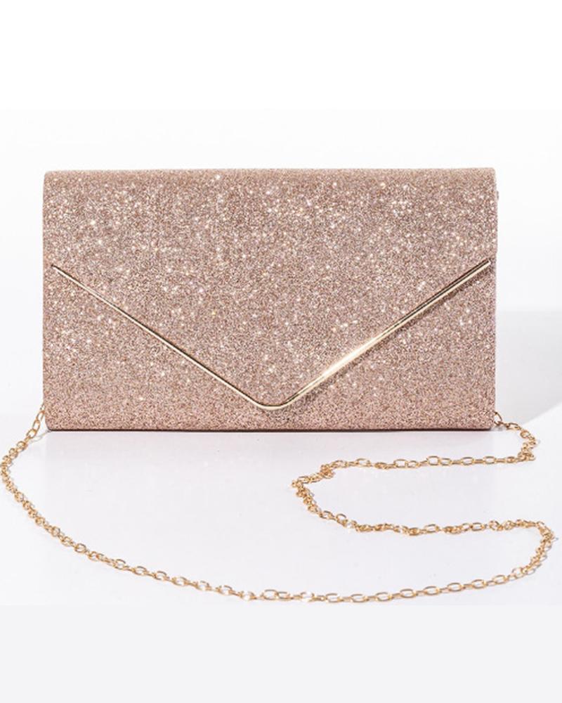 

Chain Strap Envelope Clutch Bag, Champagne