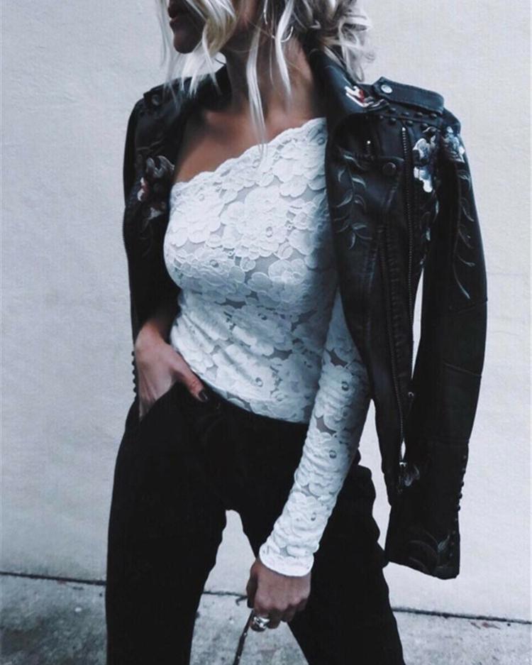 

One Shoulder Lace Blouse, White