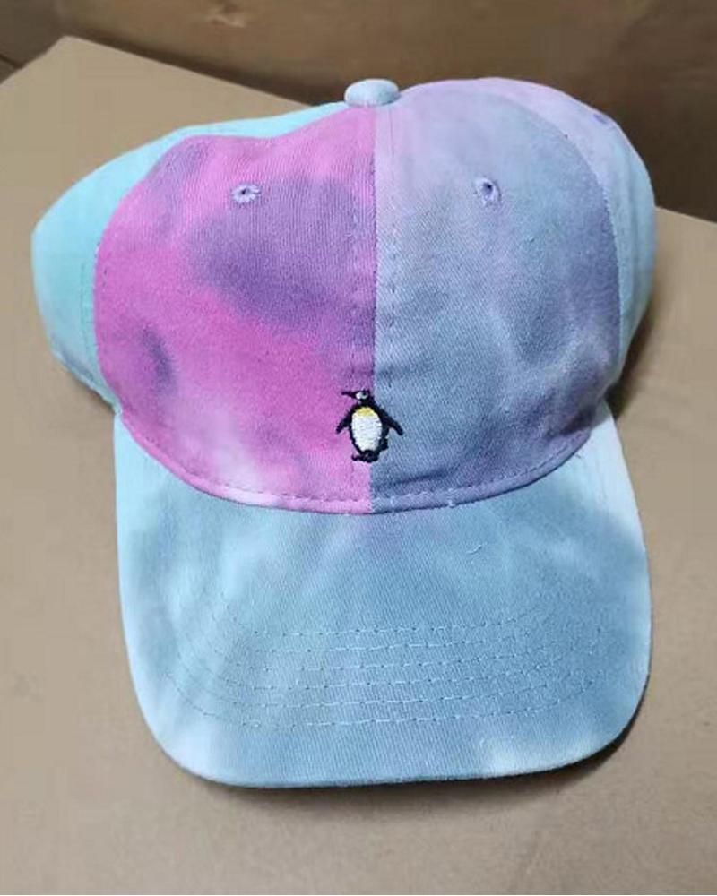 

Tie Dye Print Animal Embroidered Baseball Cap, Lighted blue