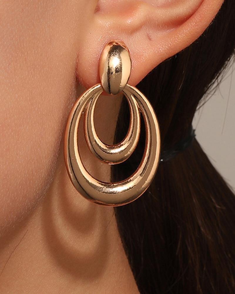 

1Pair Vintage Layered Hoop Earrings, Gold