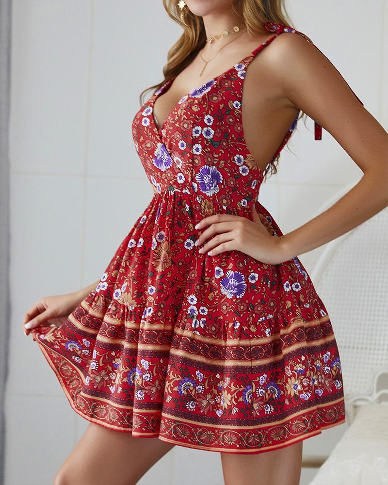 

Bohemian Cami Flt & Flare Dress, Red