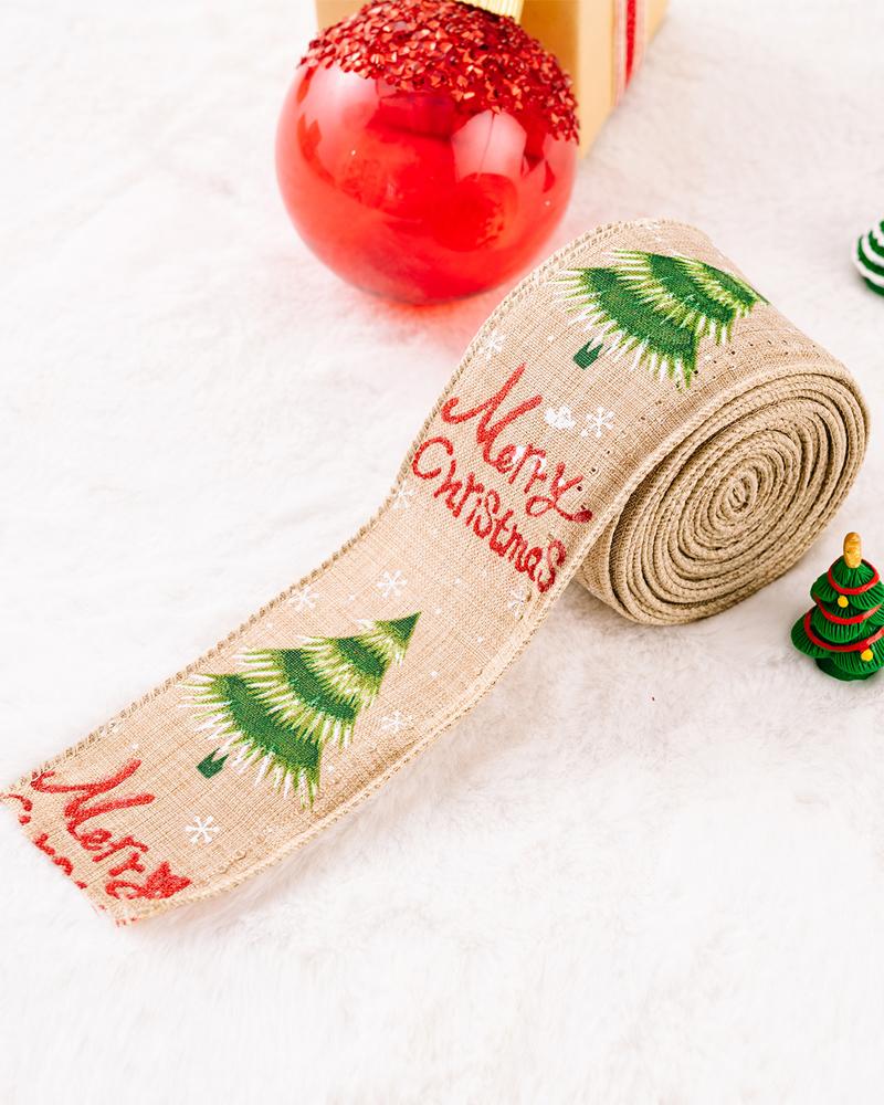 

1Roll Christmas Ribbon Vintage Christmas Tree Burlap Ribbon Gift Wrapping Supplies Christmas Crafts Decoration, Style3