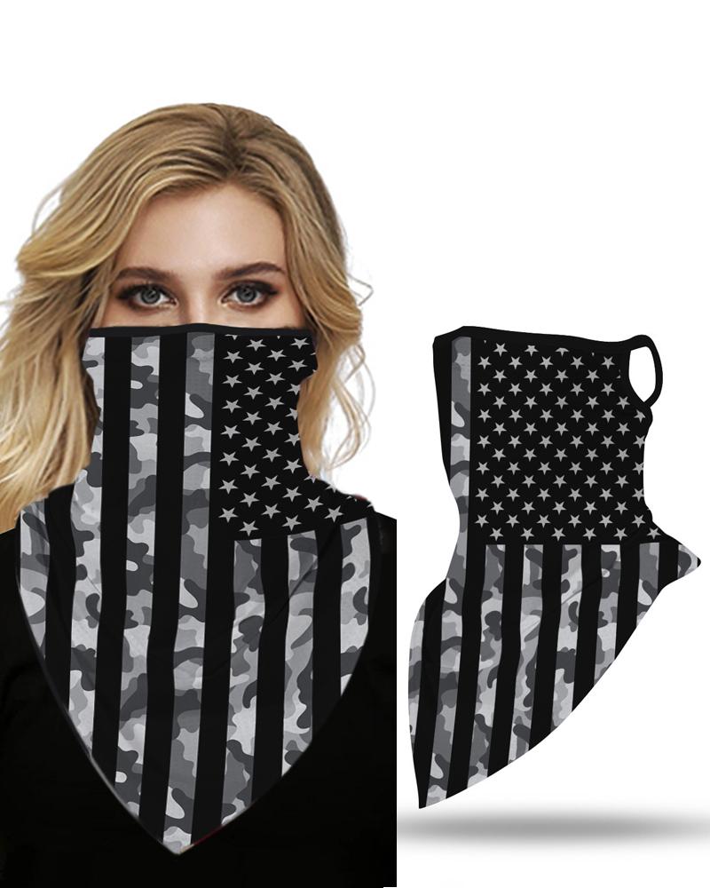 

Flag Print Breathable Ear Loop Face Cover Windproof Motorcycling Dust Outdoors, Black