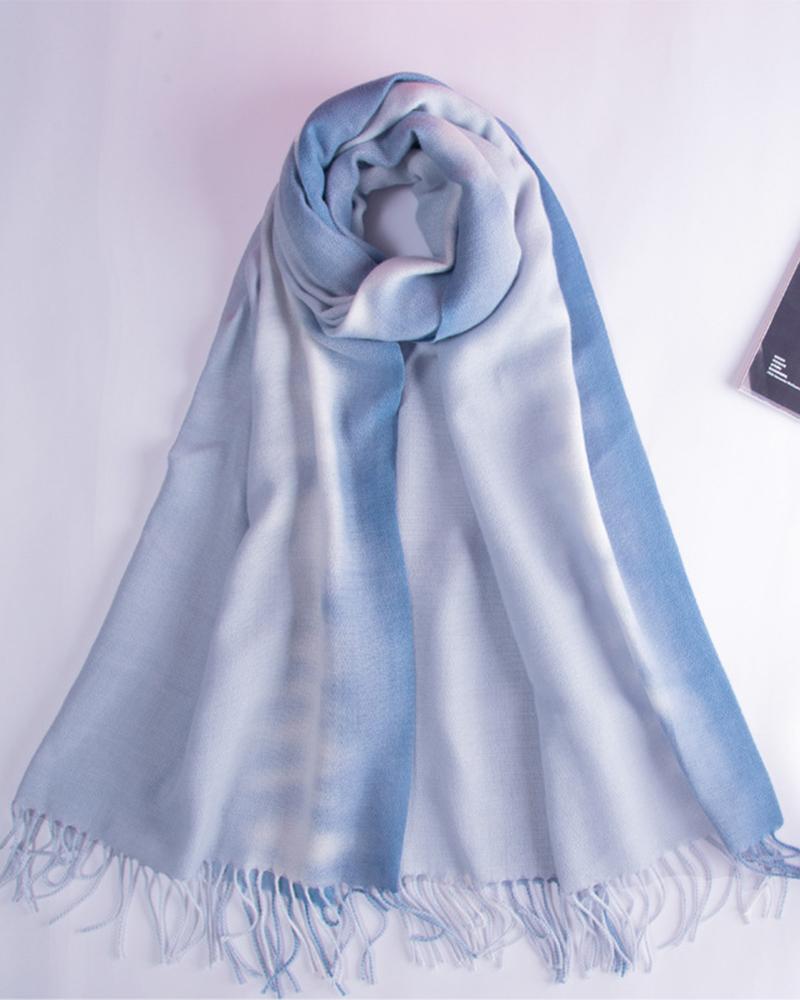 

Tassel Design Tied Dye Print Ombre Scarf, Style3