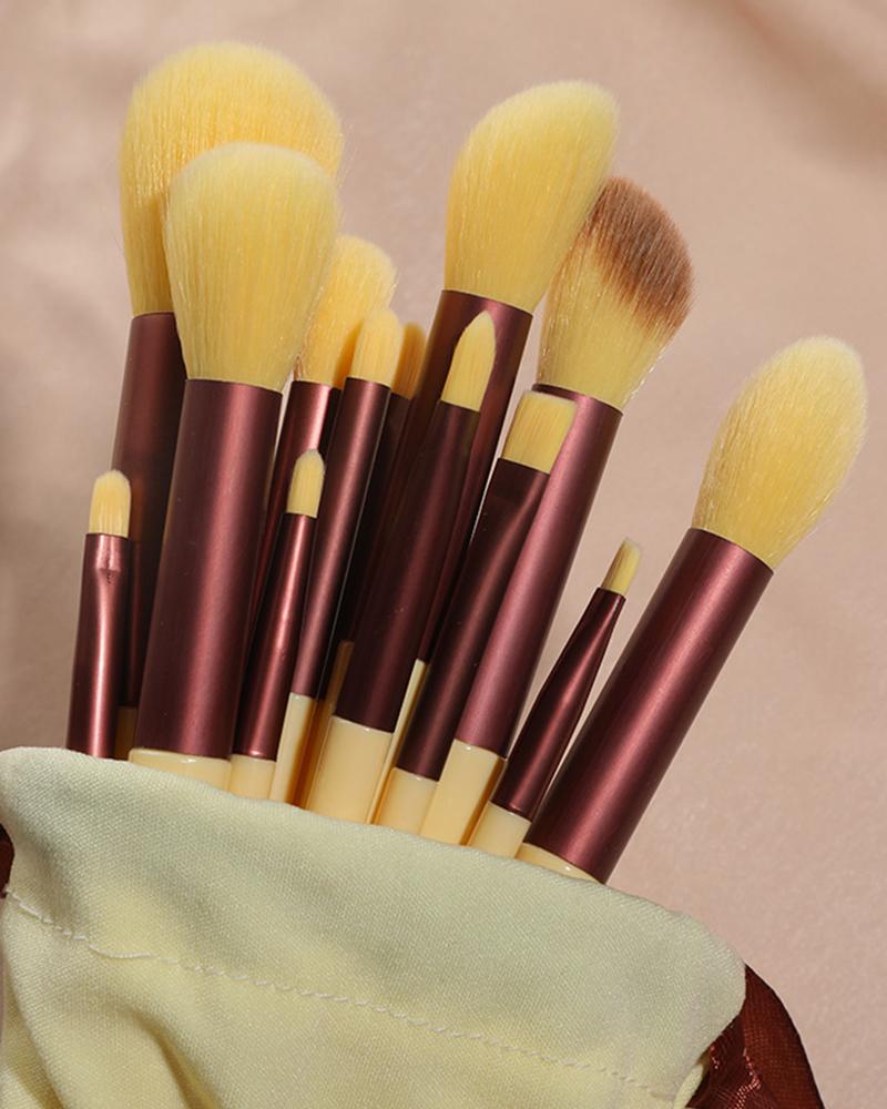 

13pcs Make Up Brush Set With Case, Yellow