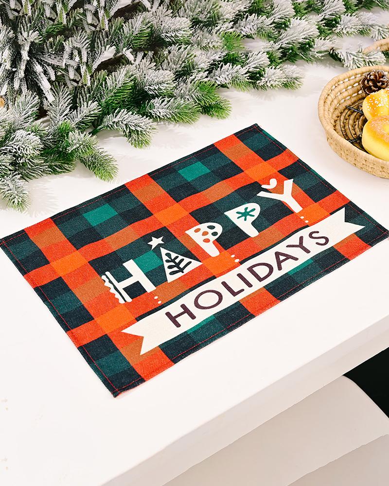 

Christmas Plaid Placemat Table Mat Heat Resistant Burlap Table Placemats for Home Kitchen Dining Christmas Holiday Decor, Style2