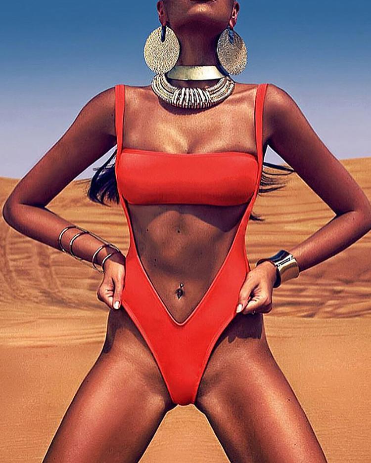 

Cut Out Front One Piece Swimsuit, Orange