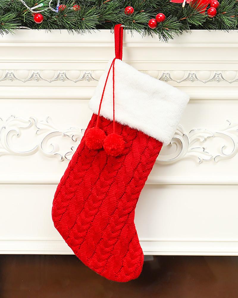 

Knit Christmas Stockings Large Xmas Stockings With Faux Fur Cuff For Christmas Ornament, Red