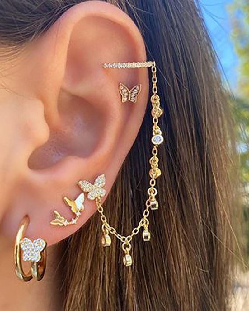 

Butterfly Pattern Studded Earrings Set, Gold