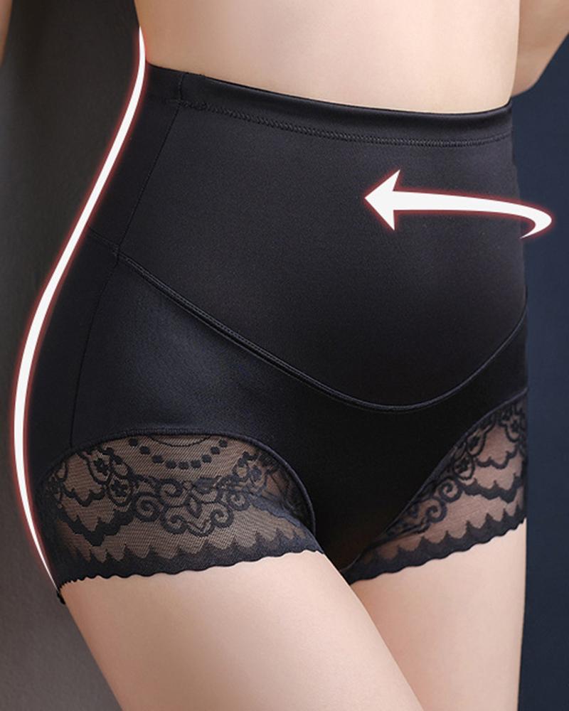 

Tummy Control Butt Lifting Lace Patch High Waist Shapewear, Black