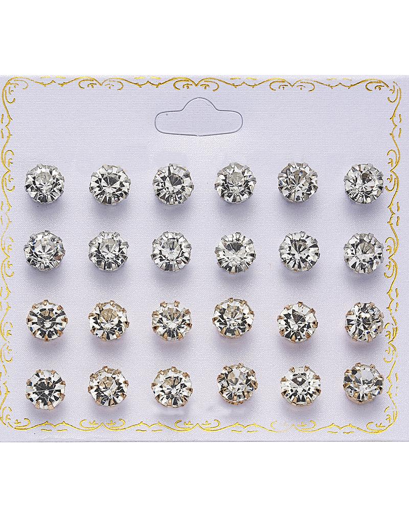 

12Pairs Minimalist Crystal Stone Geometric Stud Earrings Set, Style6