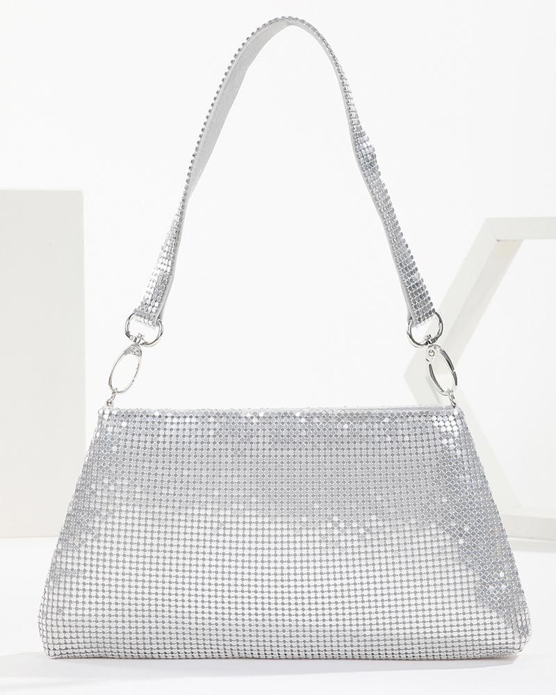 

Allover Sequin Evening Bag, Silver