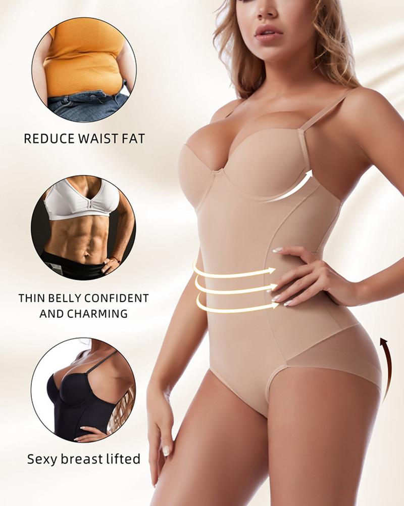 

Body Shaping Waist Trainer Tummy Control Chest Supporting Vest Compression Shapewear, Nude