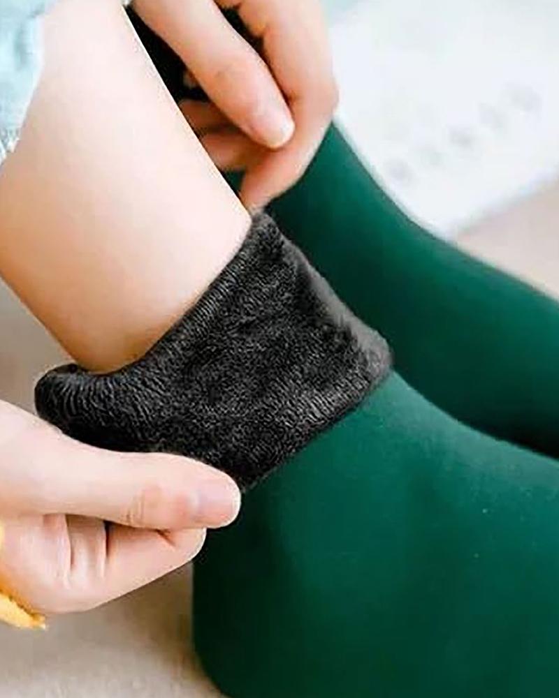 

1Pair Lined Winter Thermal Crew Socks, Green