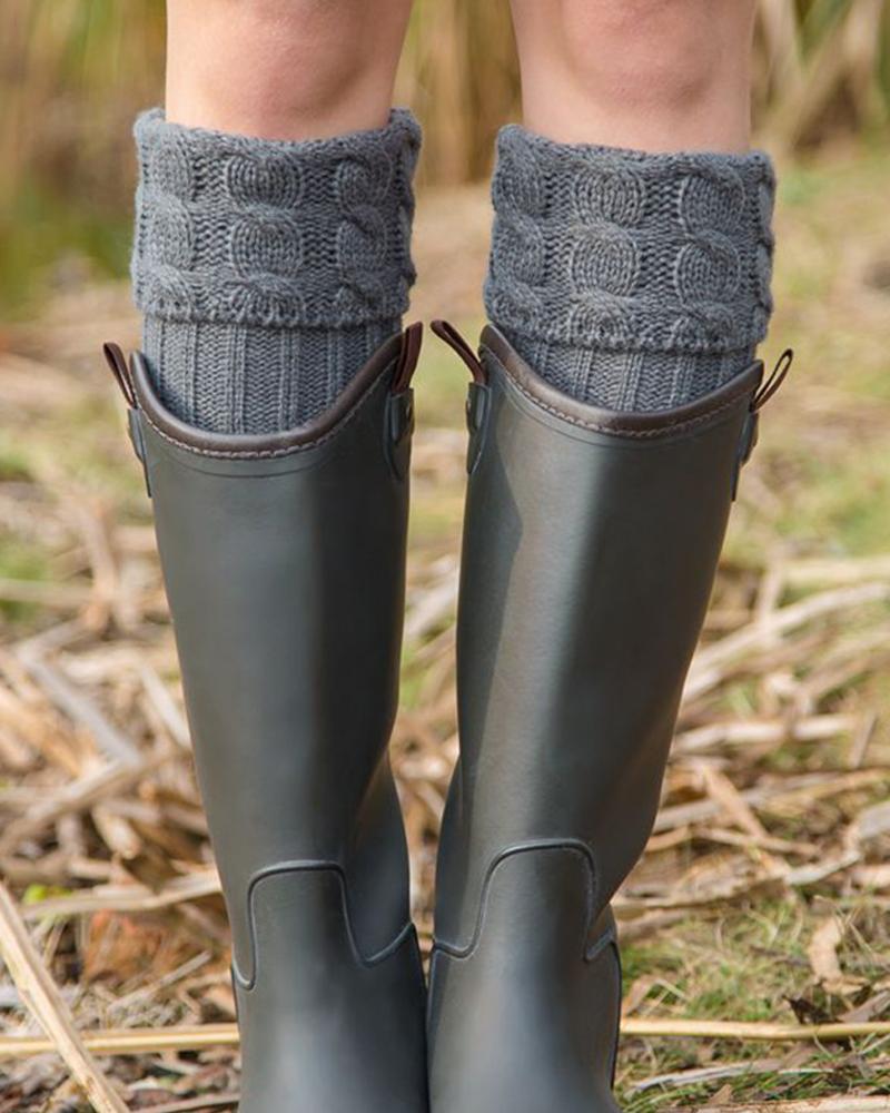 

1Pair Braided Over The Knee Winter Socks, Gray