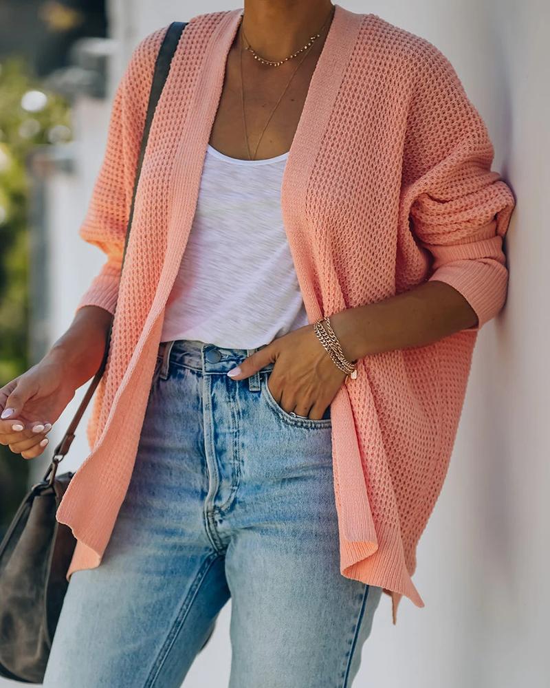 

Long Sleeve Open Front Cardigan, Pink
