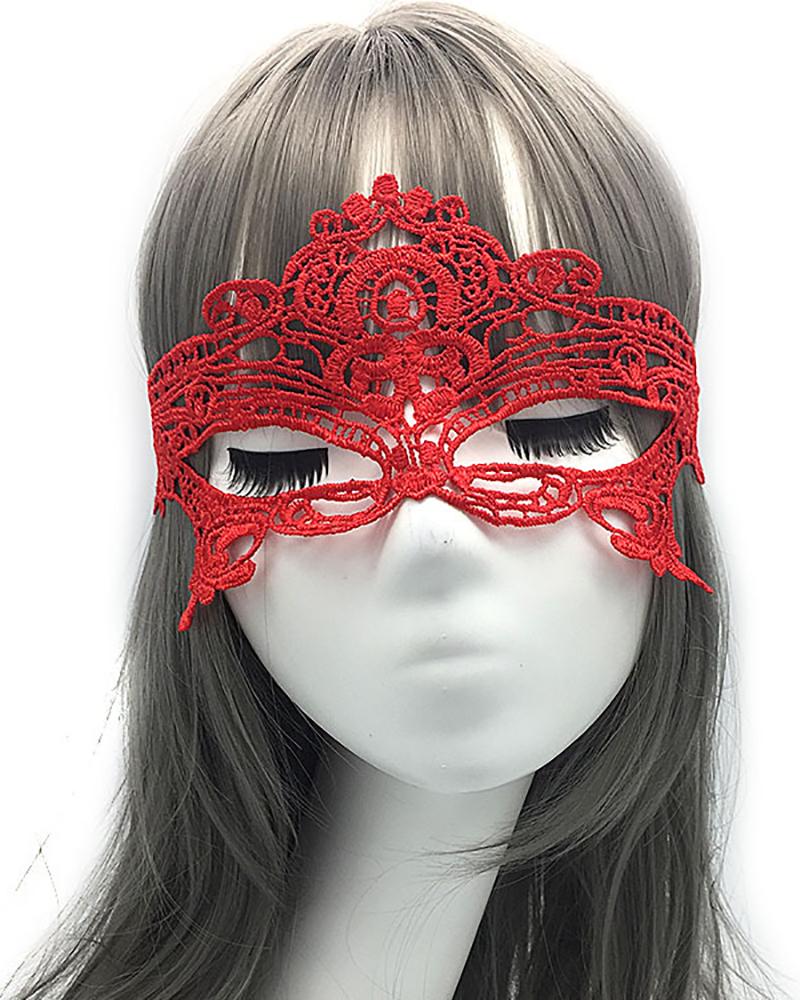 

Masquerades Costume Decoration Guipure Lace Eye Mask, Red