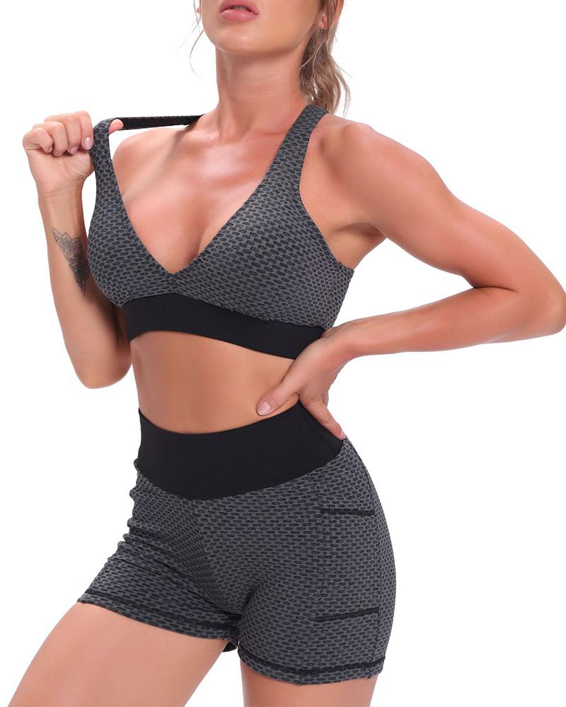 

Sleeveless Patchwork Skinny Fishnet Bras, Black