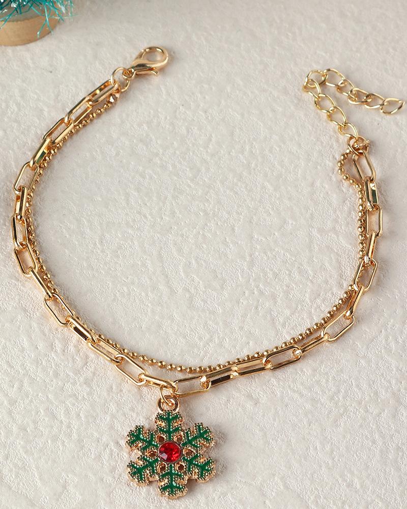 

1pc Christmas Snowman Layered Chain Bracelet, Style2