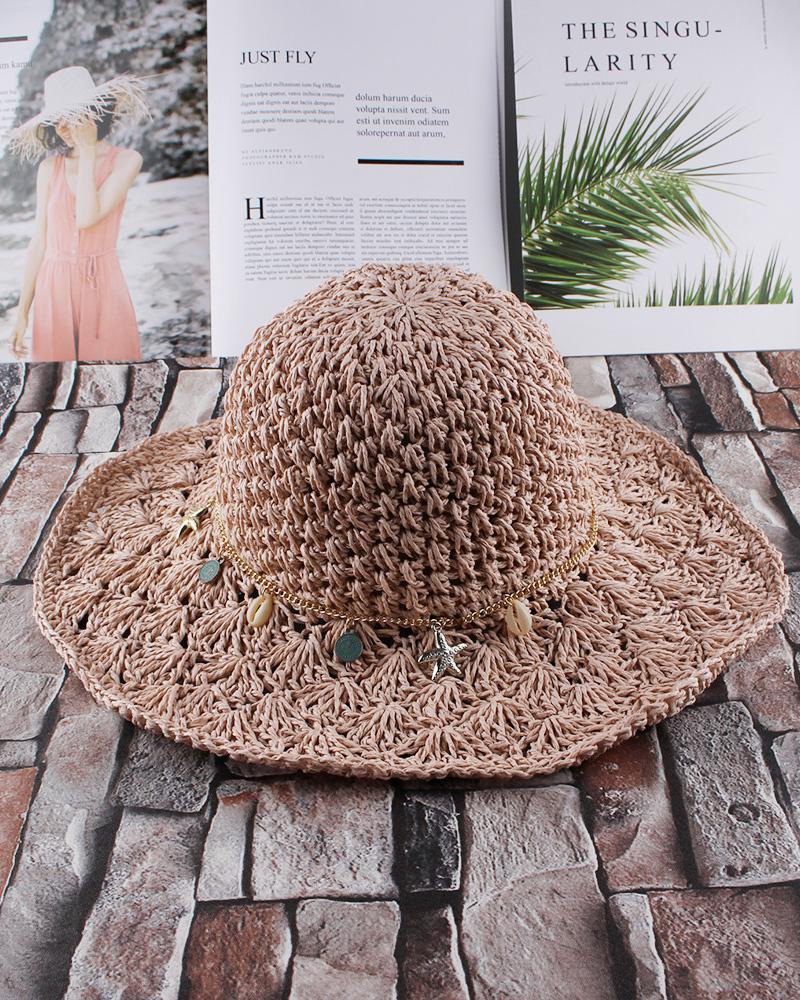 

Beach Sunhat Foldable Straw Hat, Pink