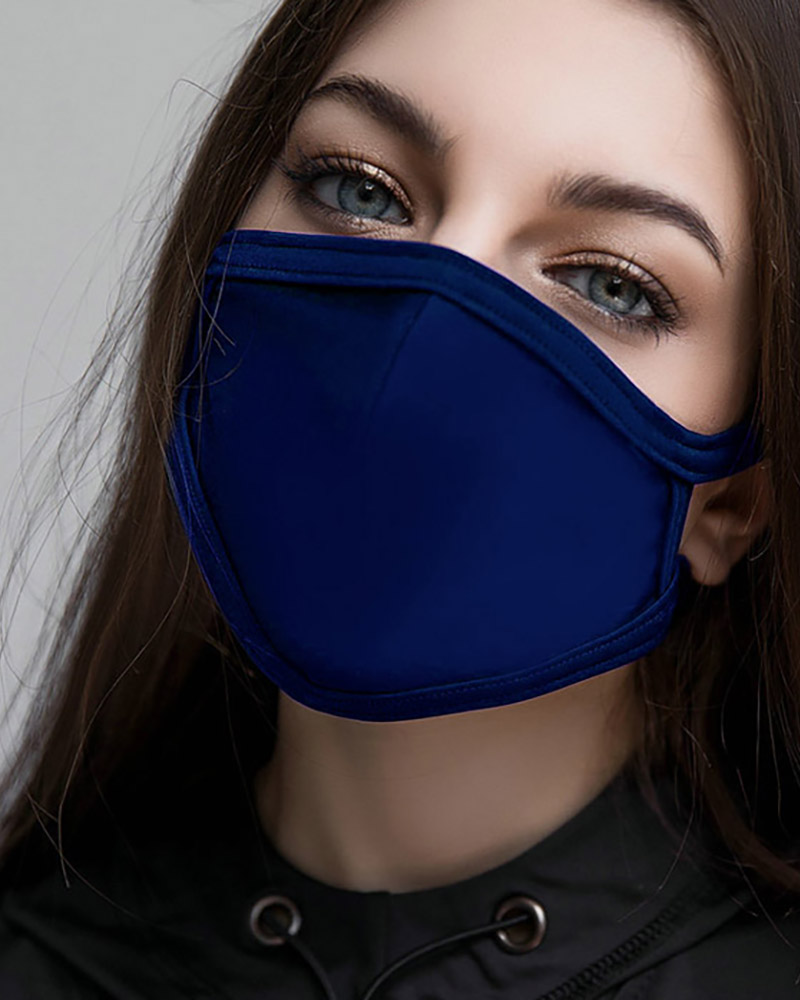 

Solid Breathing Washable Face Mask (1 filters as gift), Dark blue